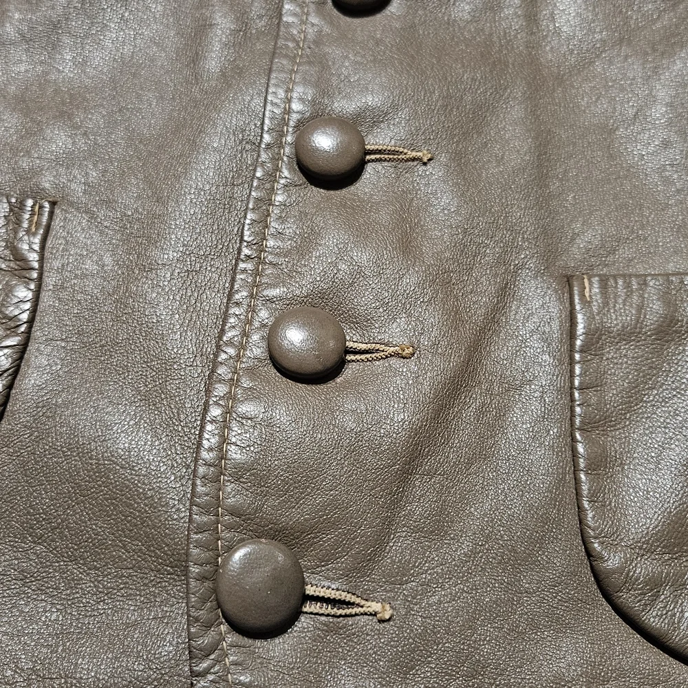 Vintage-Inspired Brown Leather Vest with Button Front